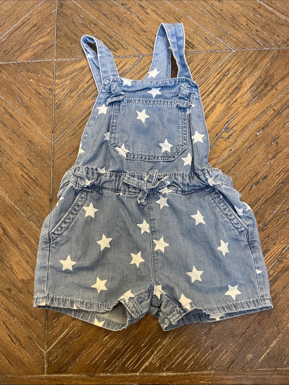 OshKosh B'gosh Light Blue Star Denim Short Overalls